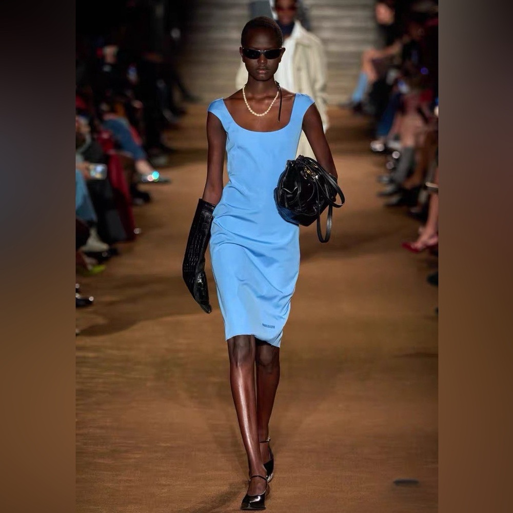 Miu Miu Runway Cap Sleeve Cotton Dress IT 40